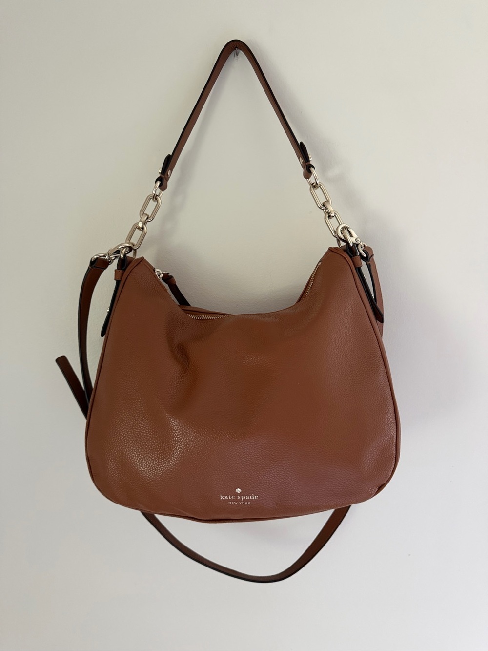 Kate Spade New York Brown Pebbled Leather Shoulder Crossbody Bag